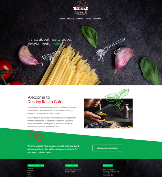 Custom Websites - Destiny Italian Cafe